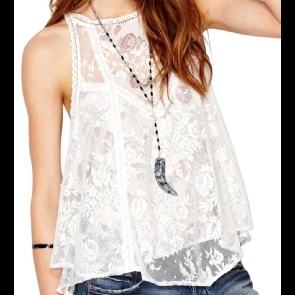 Lace detailed Free People smock top